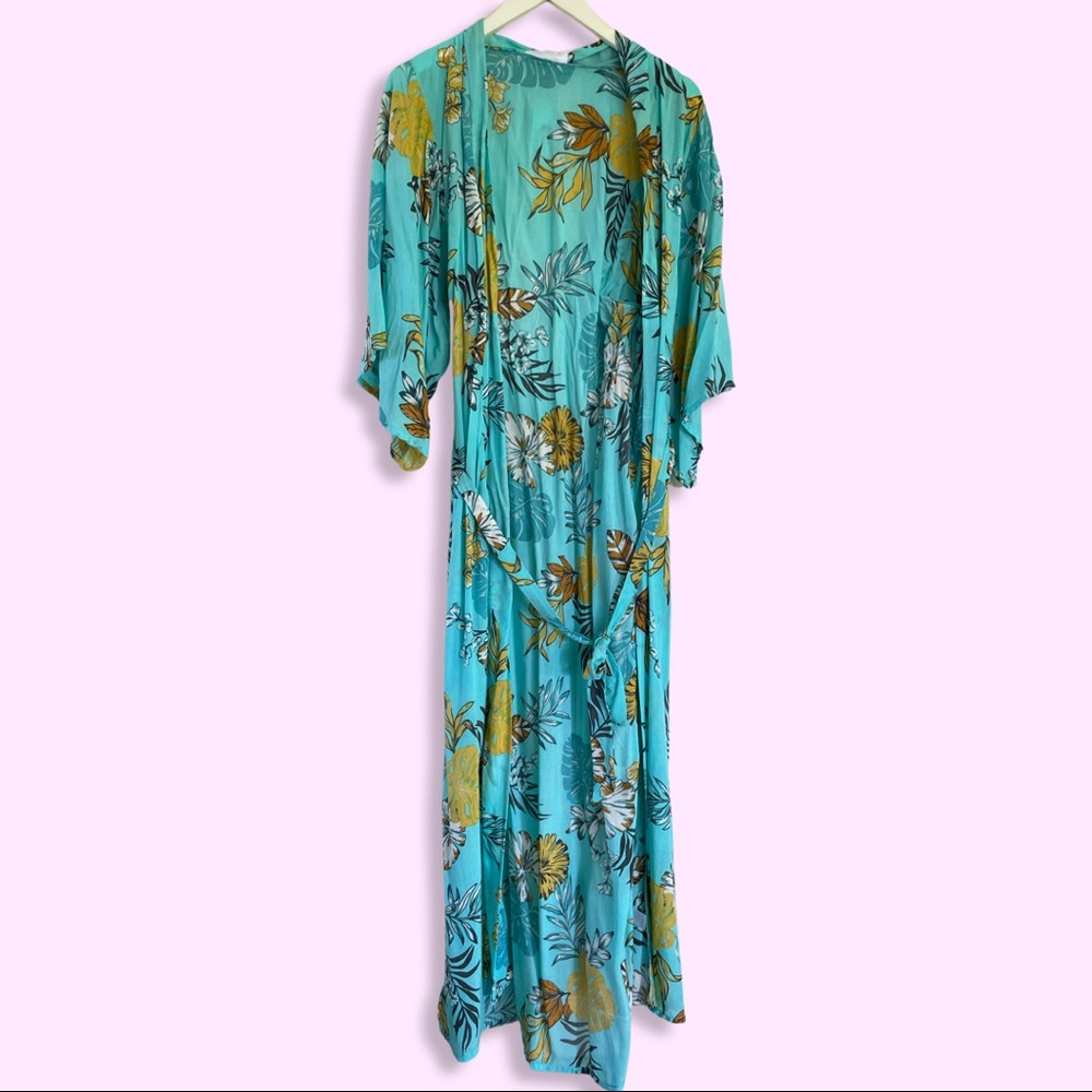 VIIIX Palms Tropical Light Maxi Robe/ Duster